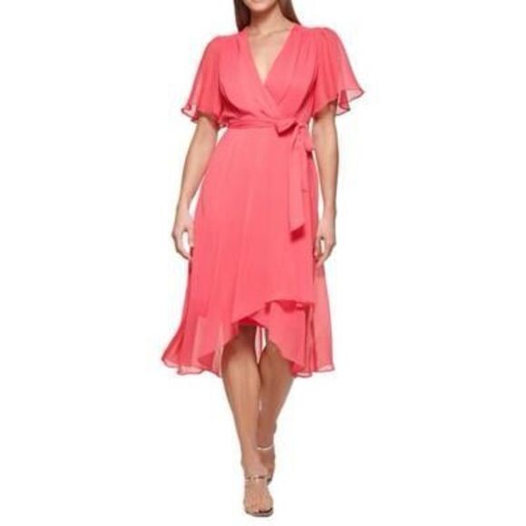 Dkny Women's Flutter Sleeve Wrap Dress, size 4 - Picture 1 of 4